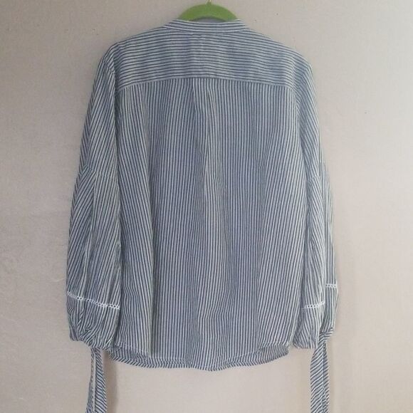 JONES NY stripe puffy sleeve stripe button top - Picture 4 of 4